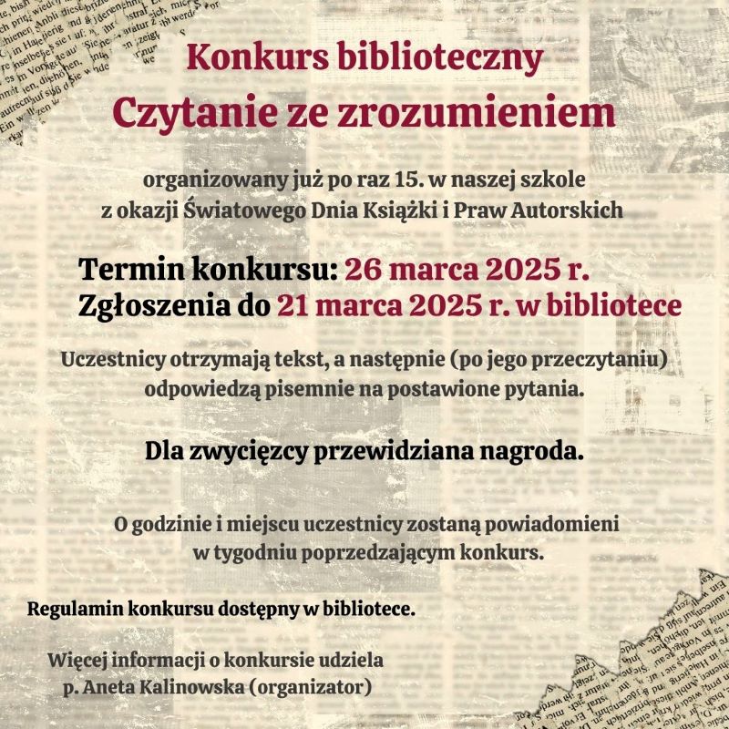 18. Konkurs Czytanie ze zrozumieniem
