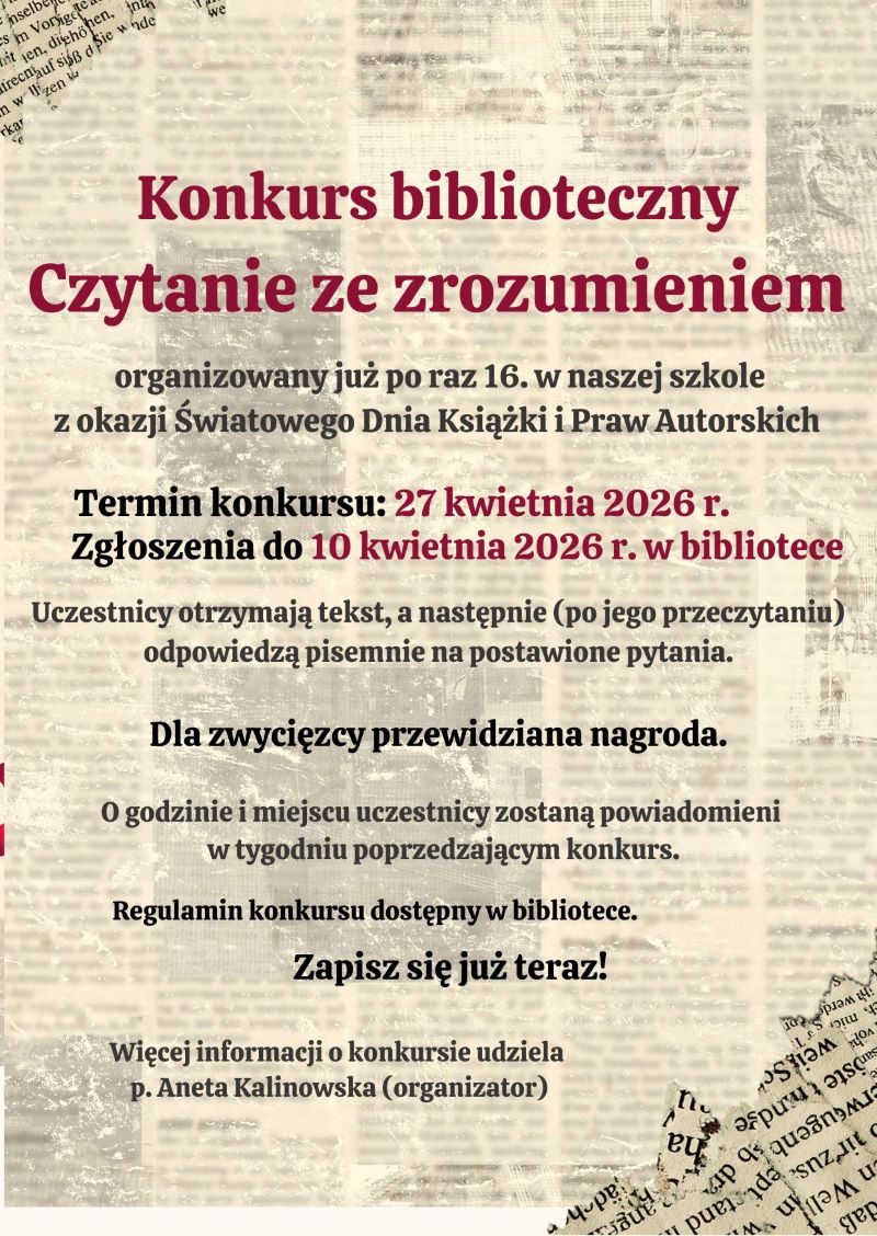 20. Konkurs Czytanie ze zrozumieniem