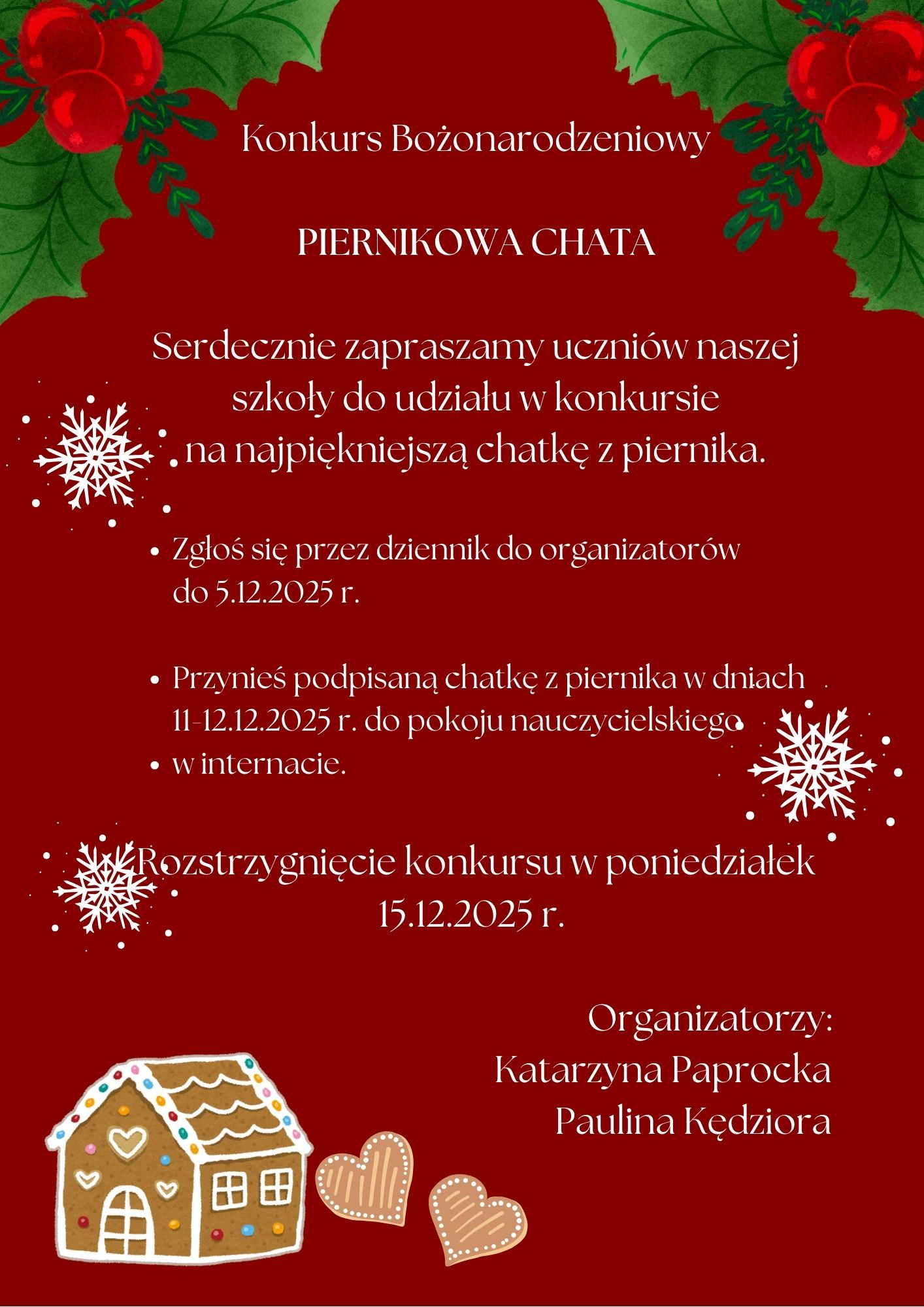 Czerwony i Zielony Rysunkowy Kiermasz Świąteczny Plakat